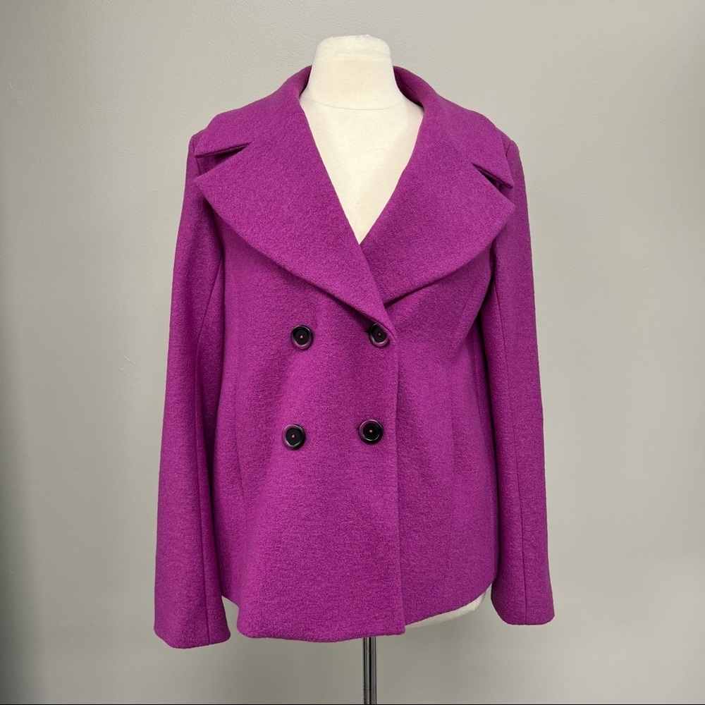 Nanette Lepore Purple Boucle Pea Coat